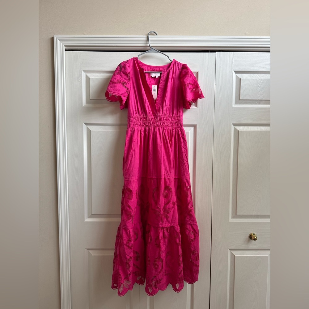 NWT Anthropology Somerset Maxi Dress: Cutwork Edition, Fuscia Size Small